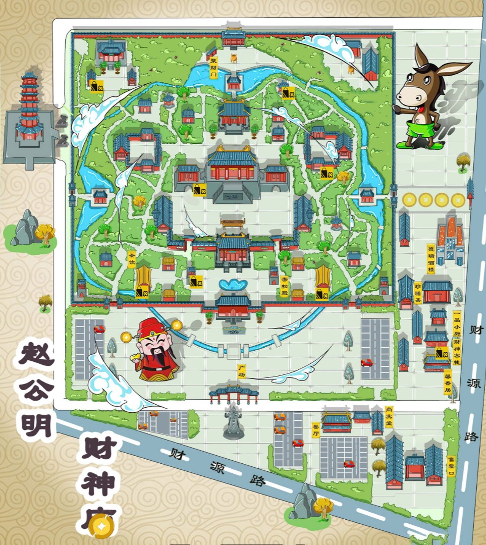 单县寺庙类手绘地图